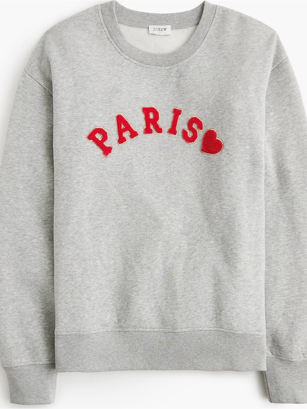 J. Crew Factory Gray Sweatshirt with Red 'PARIS' Applique and Heart
